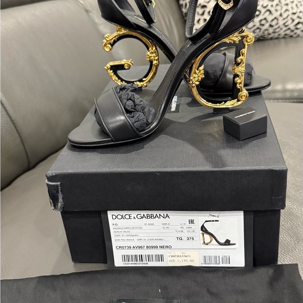 Dolce & Gabbana Black and Gold Baroque Heels